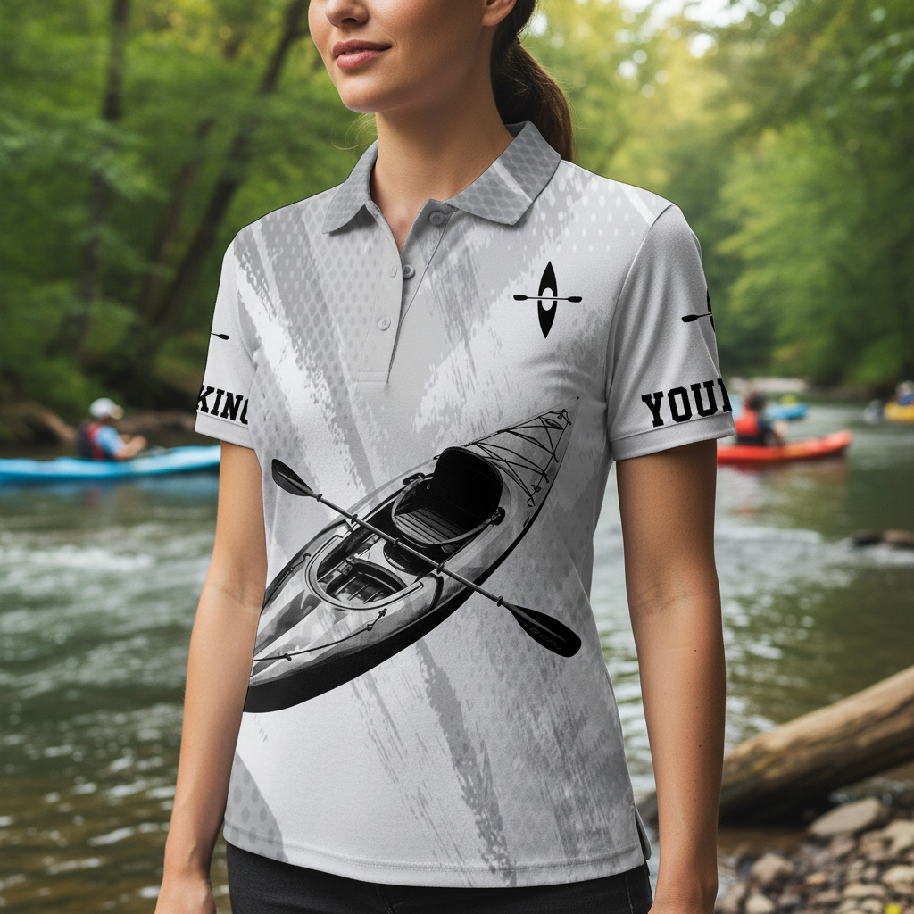 Custom Name Kayaking Black And White All Over Print Shirt