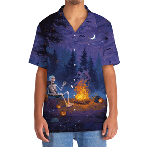 Skeleton Roasting Marshmallow Halloween Hawaiian Shirt
