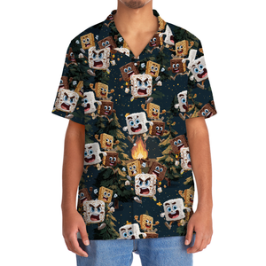 Chocolate and Cracker Chasing Marshmallow Camping Hawaiian Shirt