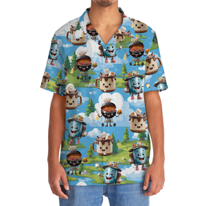 Camping Food Cartoon Character Hawaiian Shirt