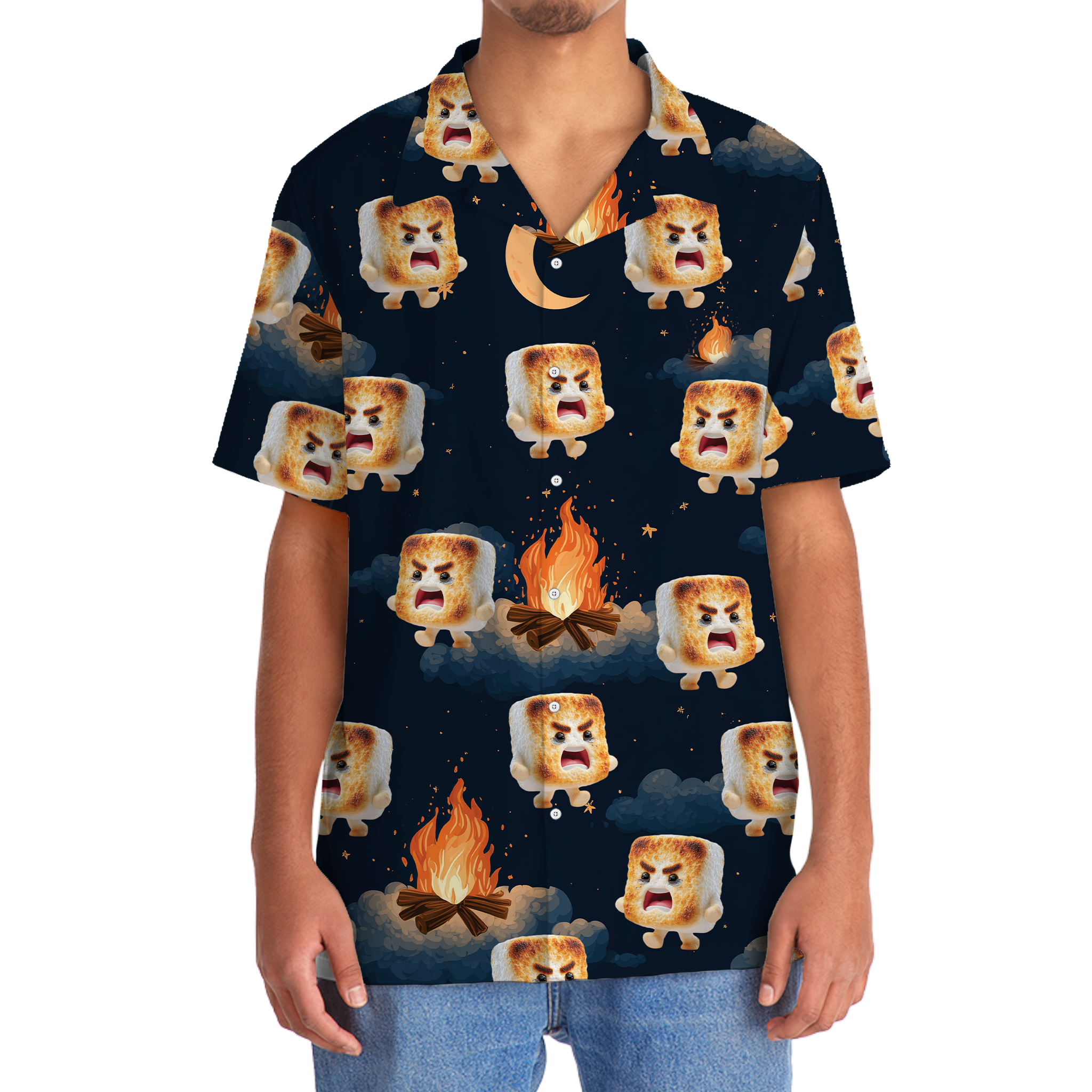 Toasted Marshmallow Crying Cartoon Hawaiian Shirt