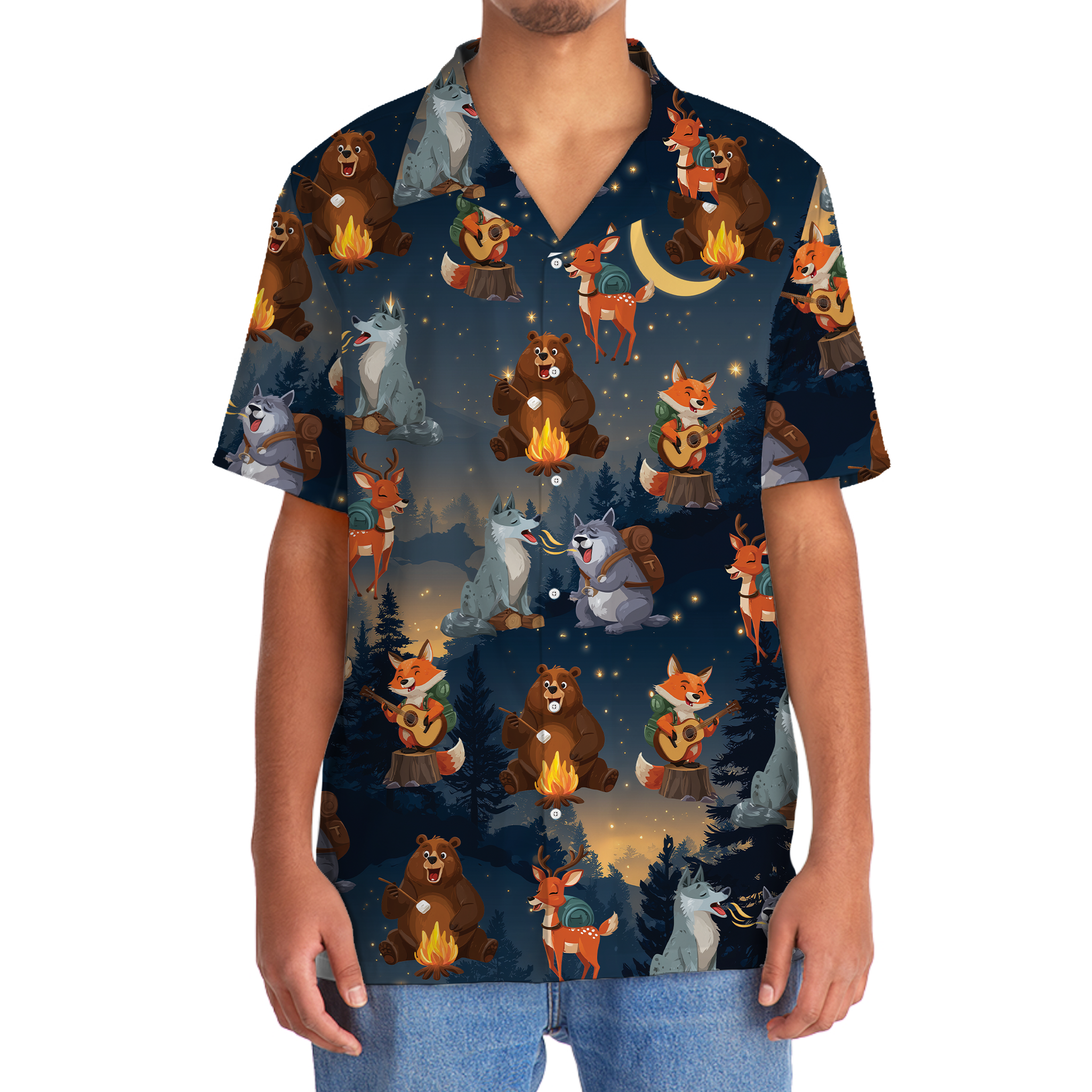 Funny Camping Animals Hawaiian Shirt