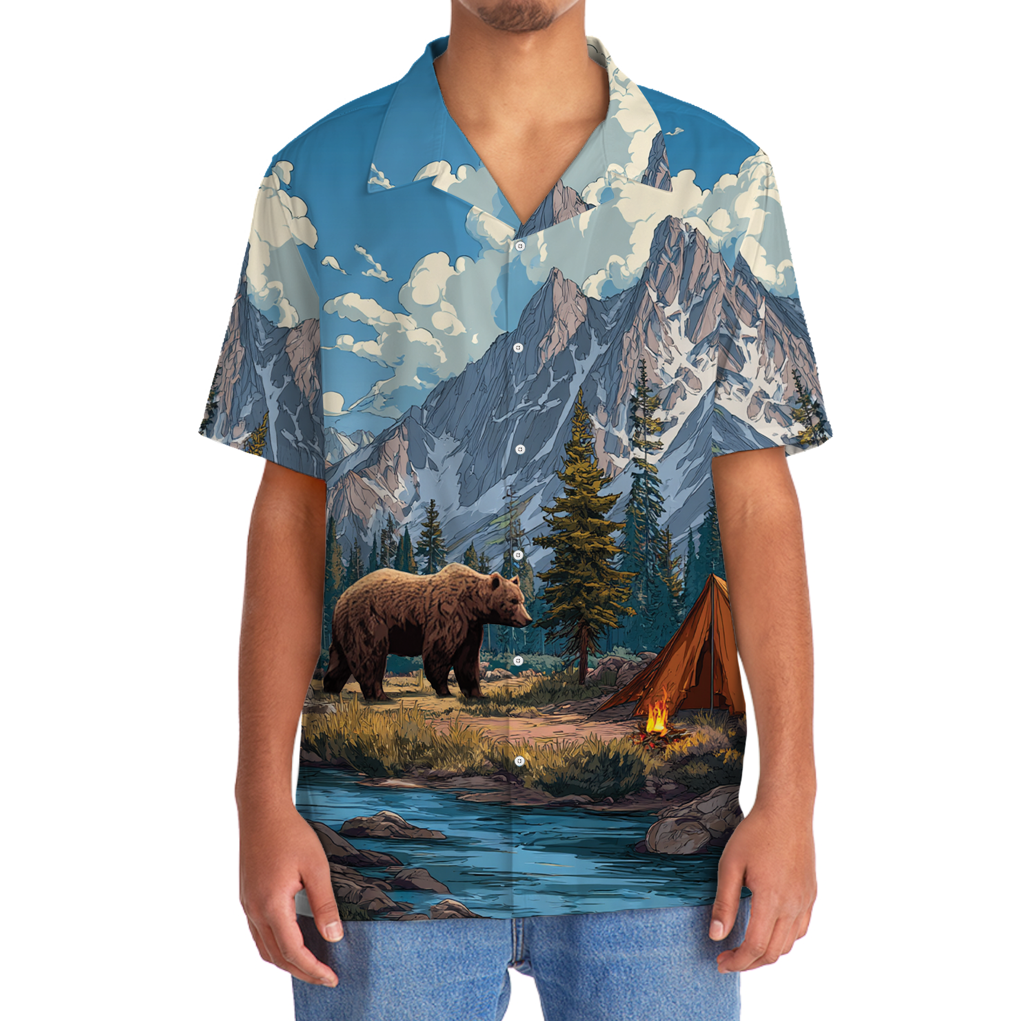 Wild Bear Camping Adventure 3D Hawaiian Shirt