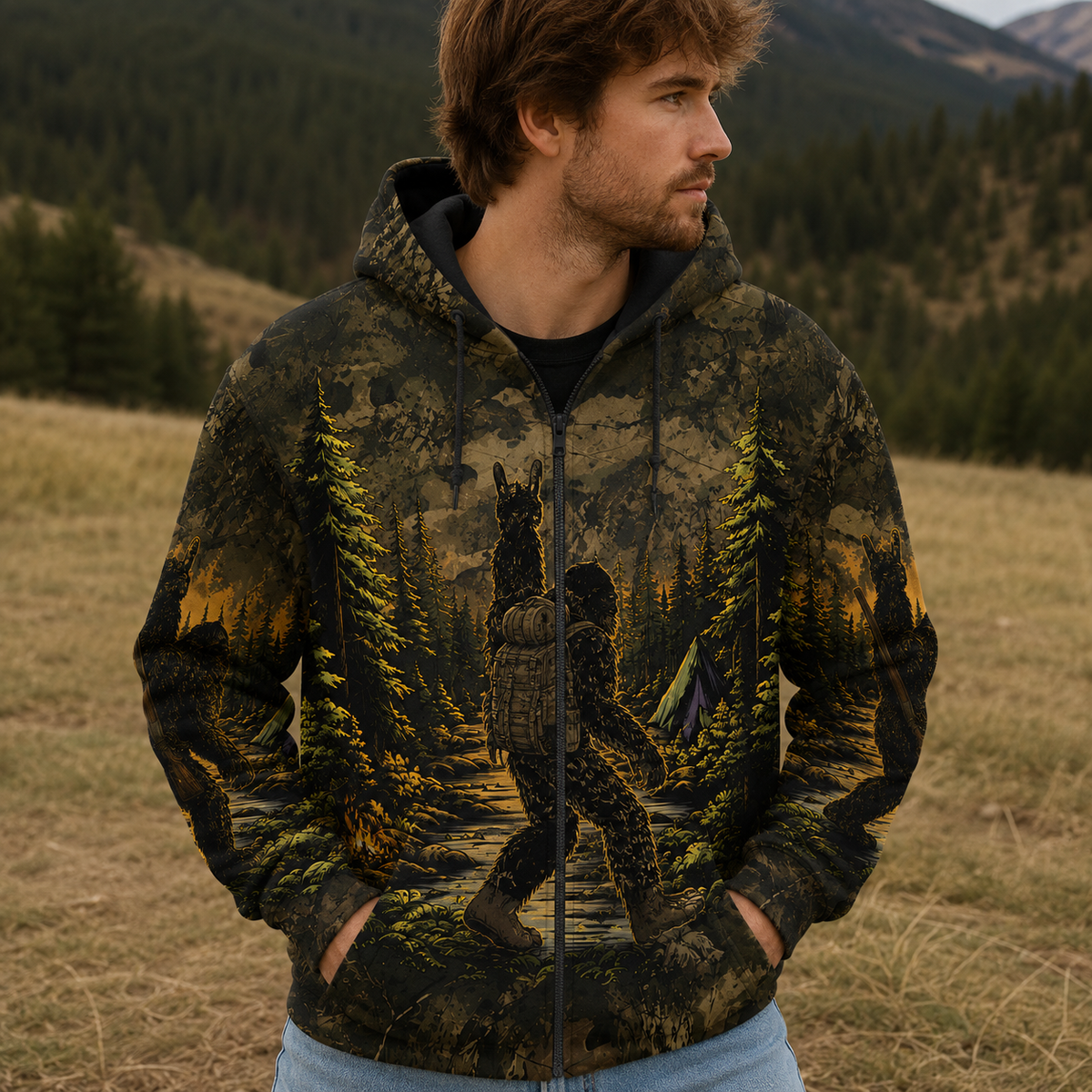 Bigfoot Camouflage Hunting All Over Print Shirt