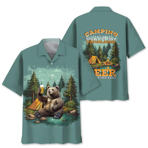 Camping Solves Most Of My Problems Beer Solves The Rest Hawaiian Shirt