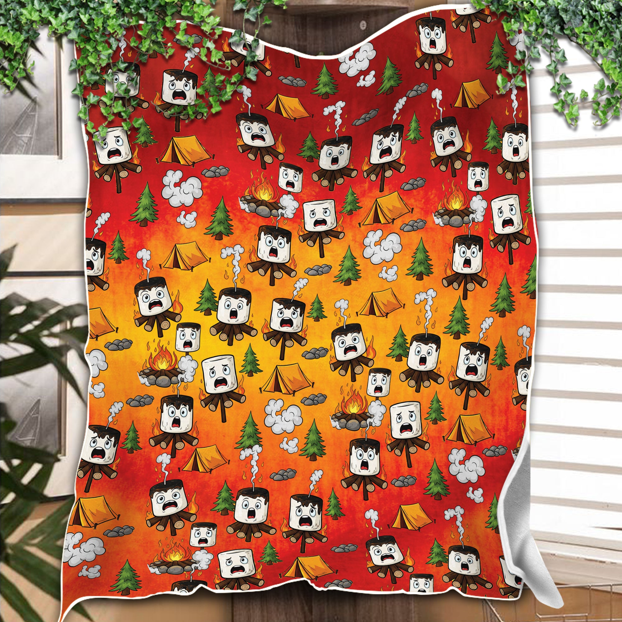 Burnt Marshmallow Camping Fleece Blanket Collection