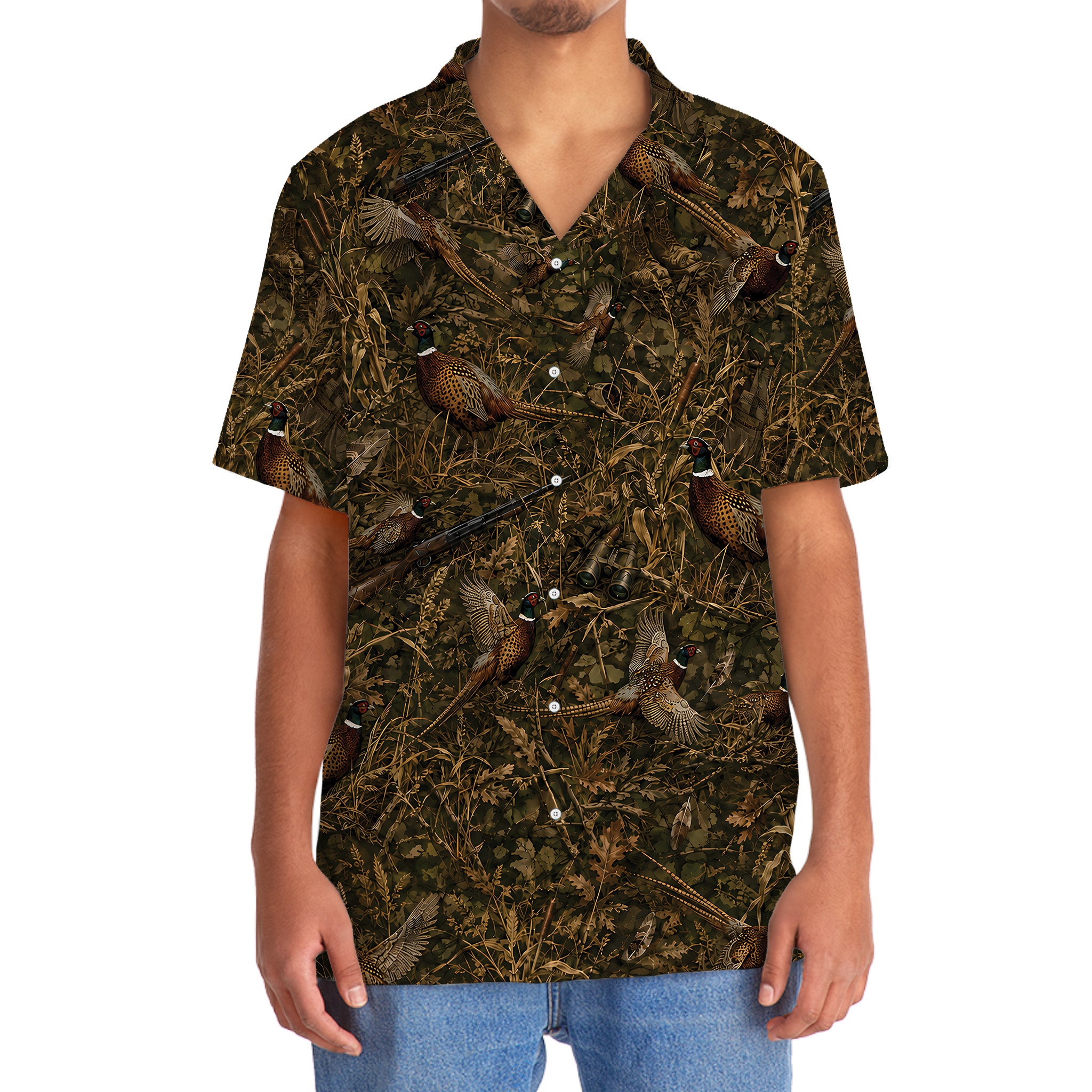 Pheasant Hunting Camo Hawaiian Shirt