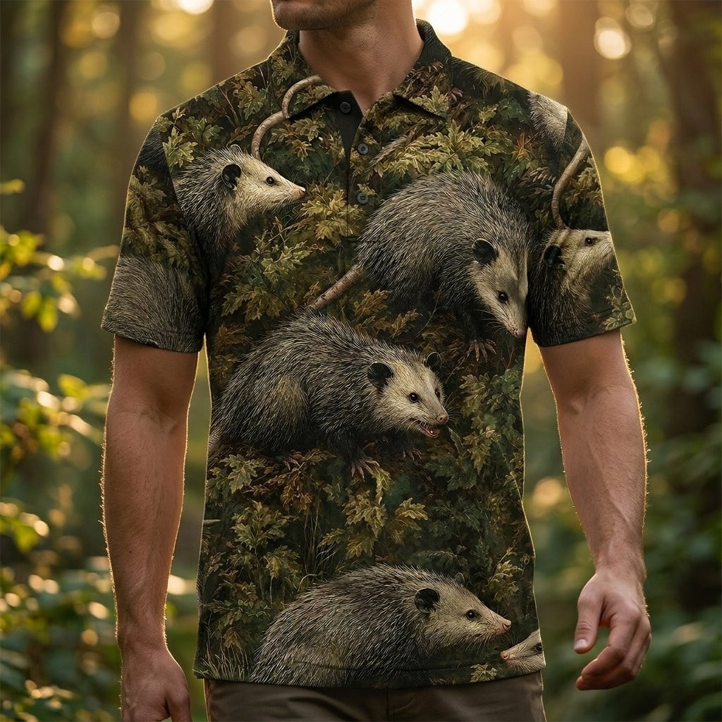 Wild Opossum Vintage Pattern Men Polo Shirt