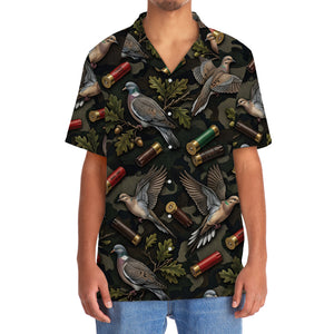 Vintage Wild Dove Hunting Camouflage Black Hawaiian Shirt