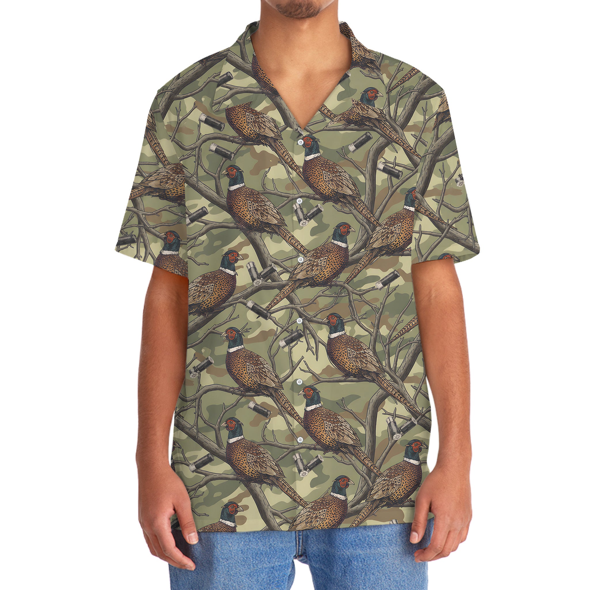 Pheasant Camouflage Graphic Pattern Hawaiian Shirt