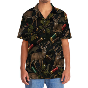 Vintage Deer Hunting Camouflage Black Hawaiian Shirt