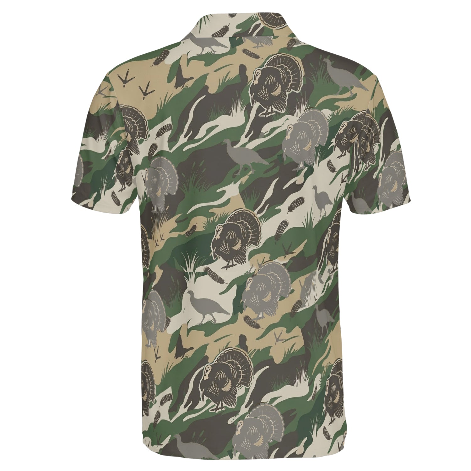 Outdoor Turkey Hunting Camo Print Graphic Polo For Men