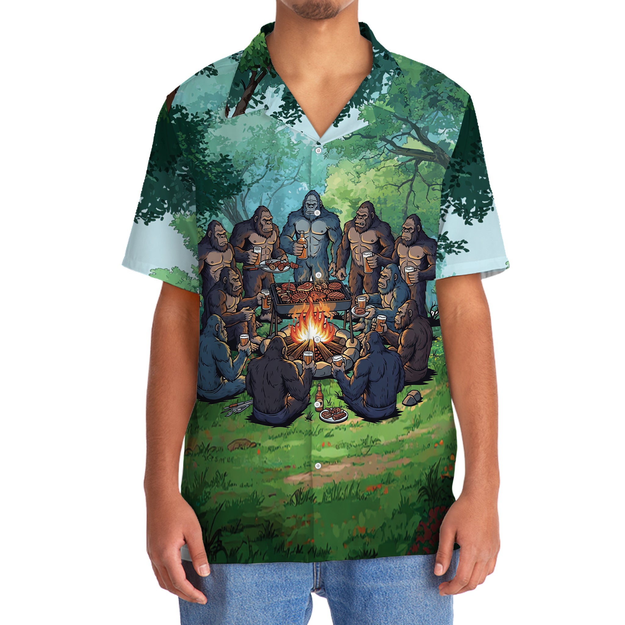 Bigfoot Camping Crew Hawaiian Shirt