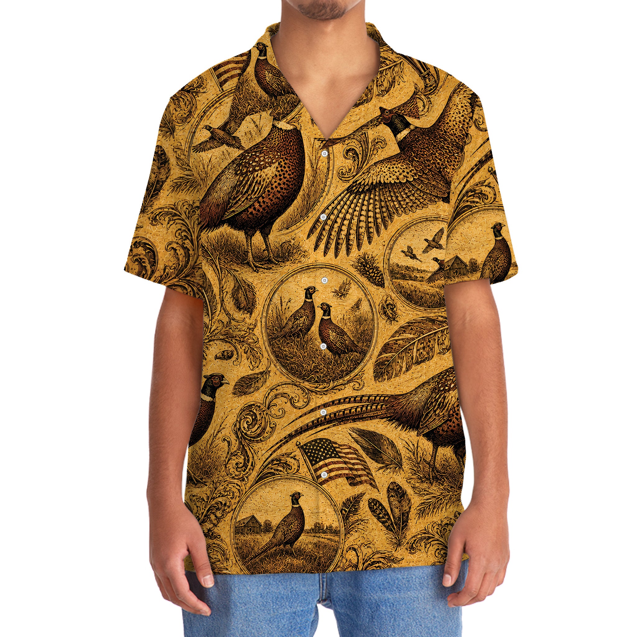 Pheasant Hunting Legend Vintage Art Hawaiian Shirt