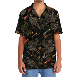 Vintage Quail Hunting Camouflage Black Hawaiian Shirt