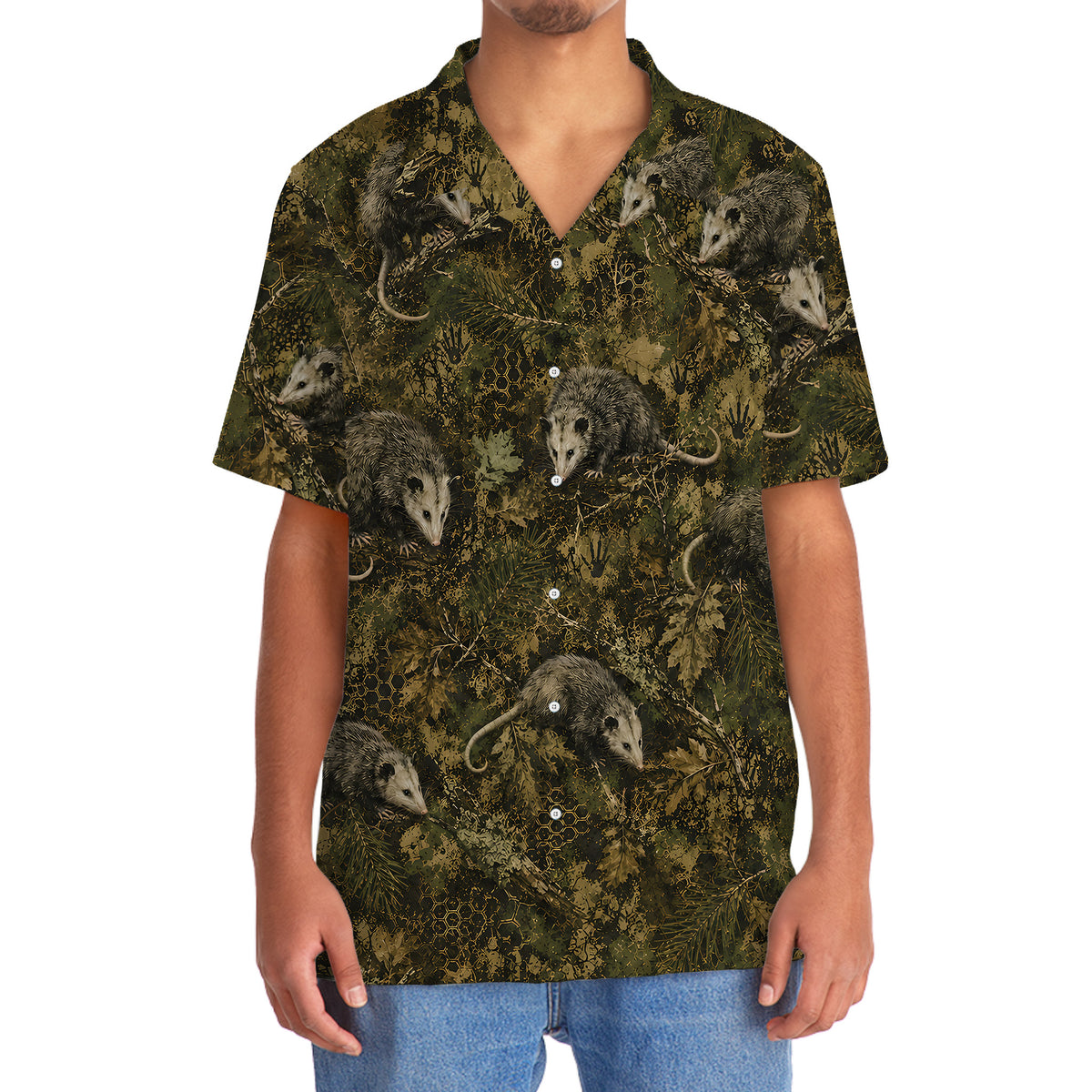 Opossum Hex Camo Hawaiian Shirt