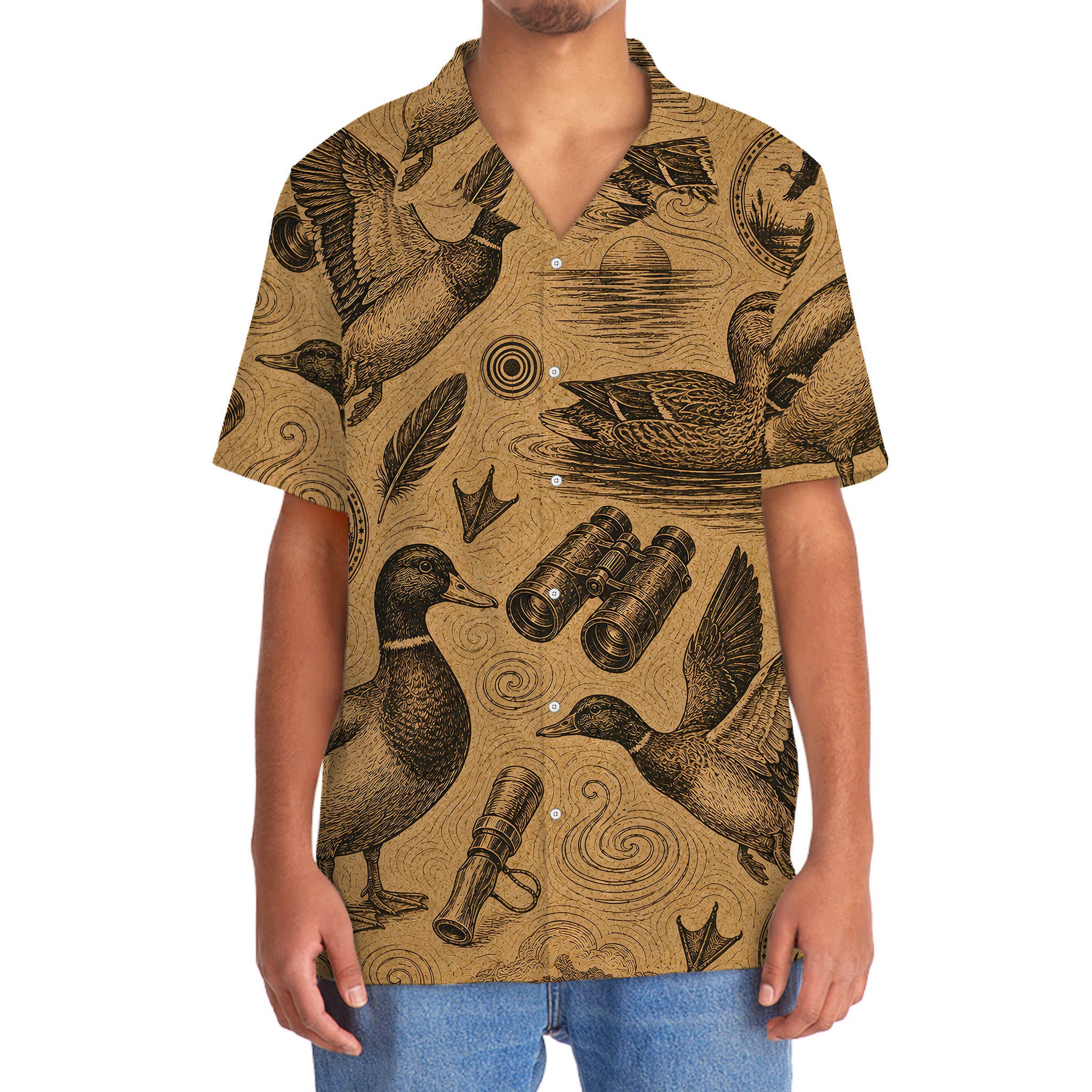 Duck Hunting Vintage Artwork Hawaiian Shirt
