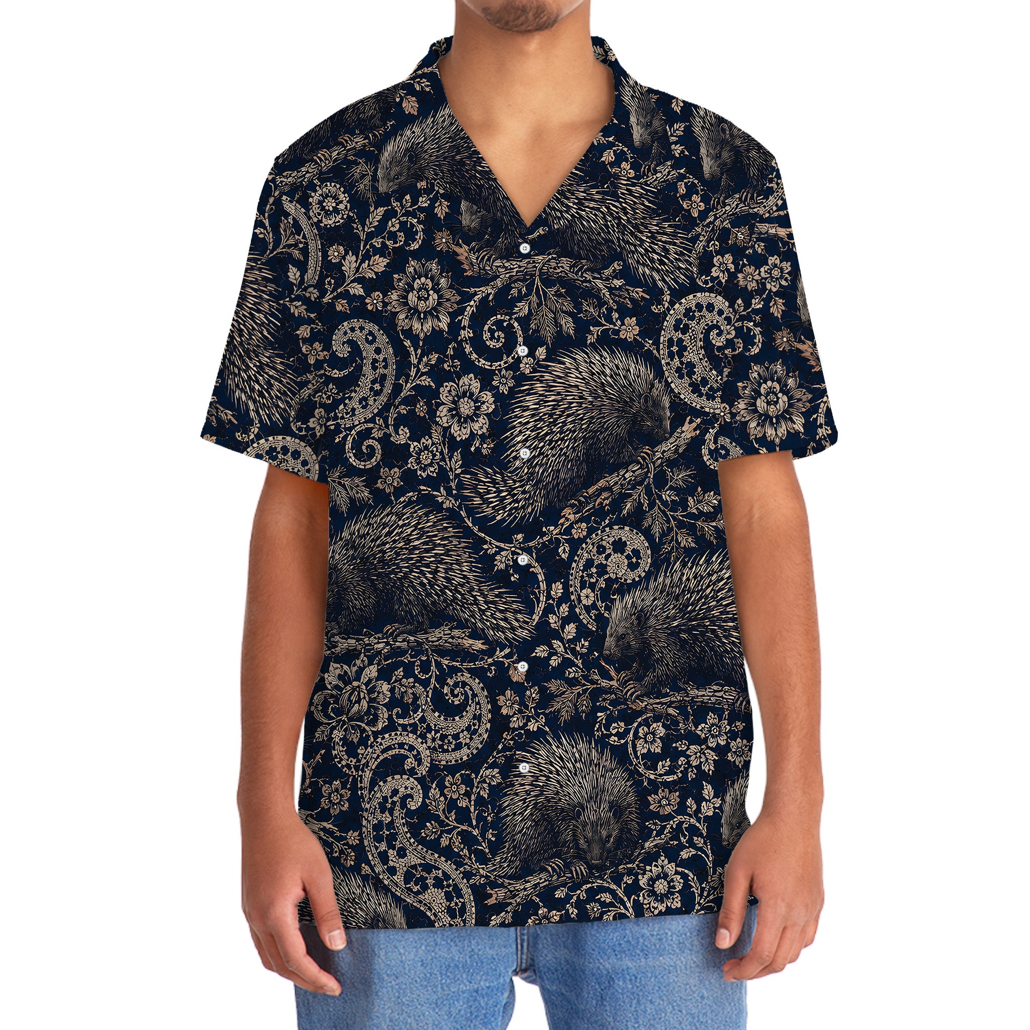 Midnight Porcupine Paisley Hawaiian Shirt