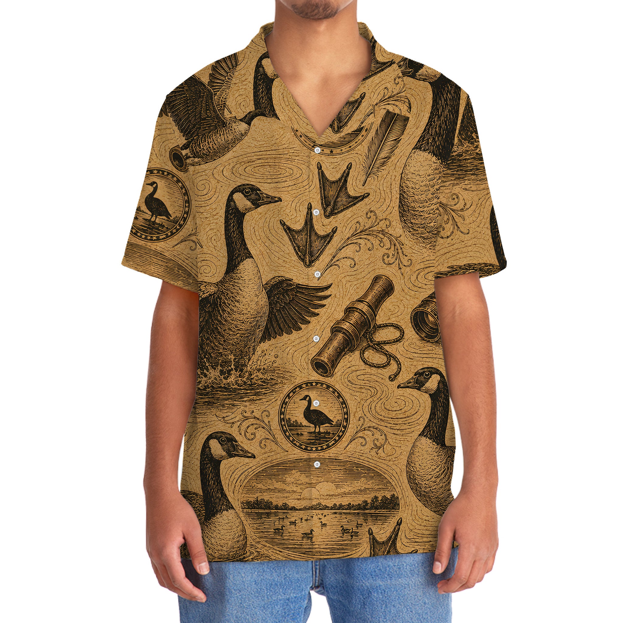 Goose Hunting Vintage Artwork Hawaiian Shirt