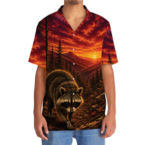 Raccoon Hunting Burnt Sky Hawaiian Shirt