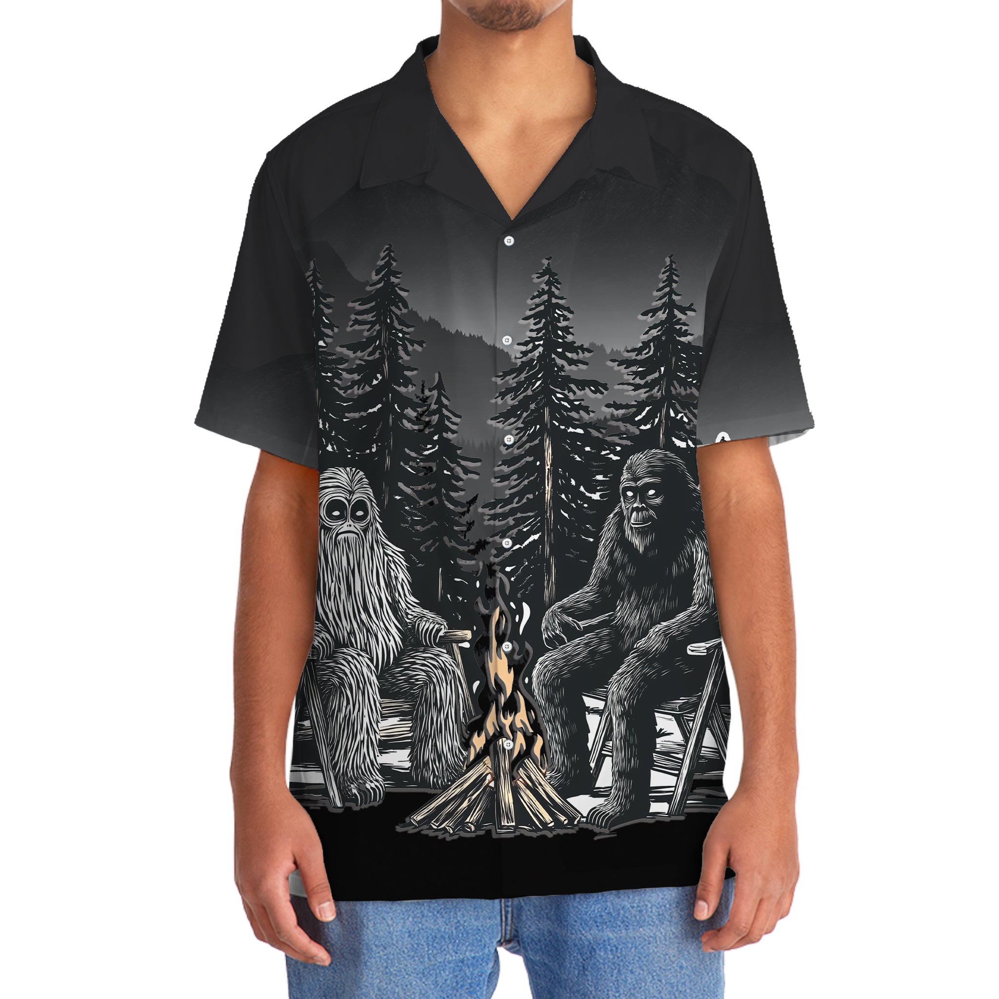 Dark Night Forest Camping Hawaiian Shirt