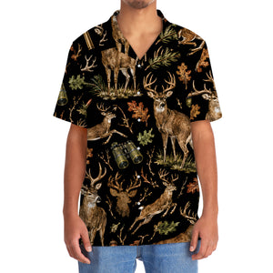 Deer Hunting Retro Black Hawaiian Shirt