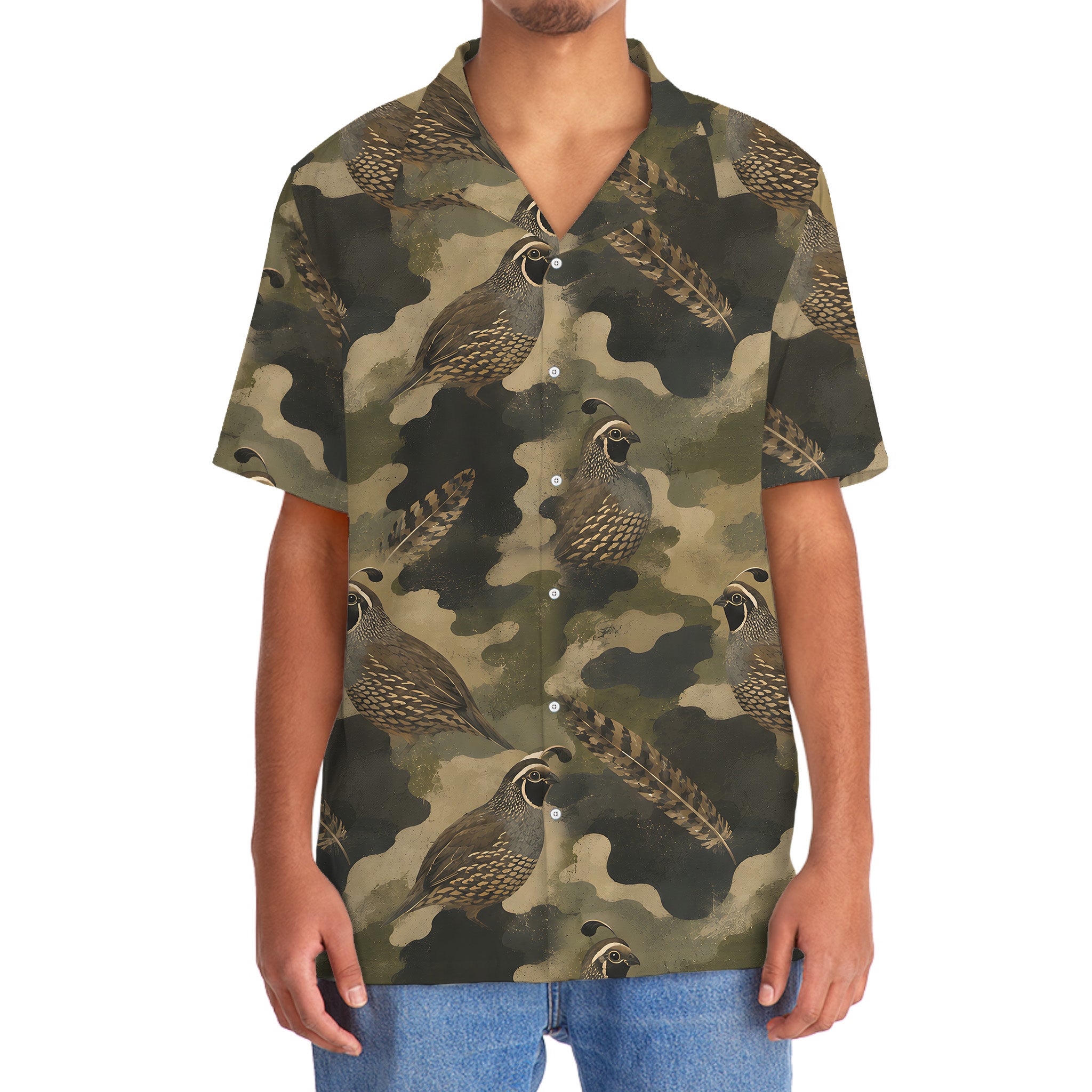 Quail Camouflage Graphic Pattern Hawaiian Shirt