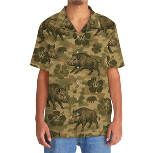 Hog Hibiscus Camouflage Hawaiian Shirt