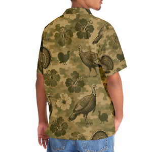 Turkey Hibiscus Camouflage Hawaiian Shirt