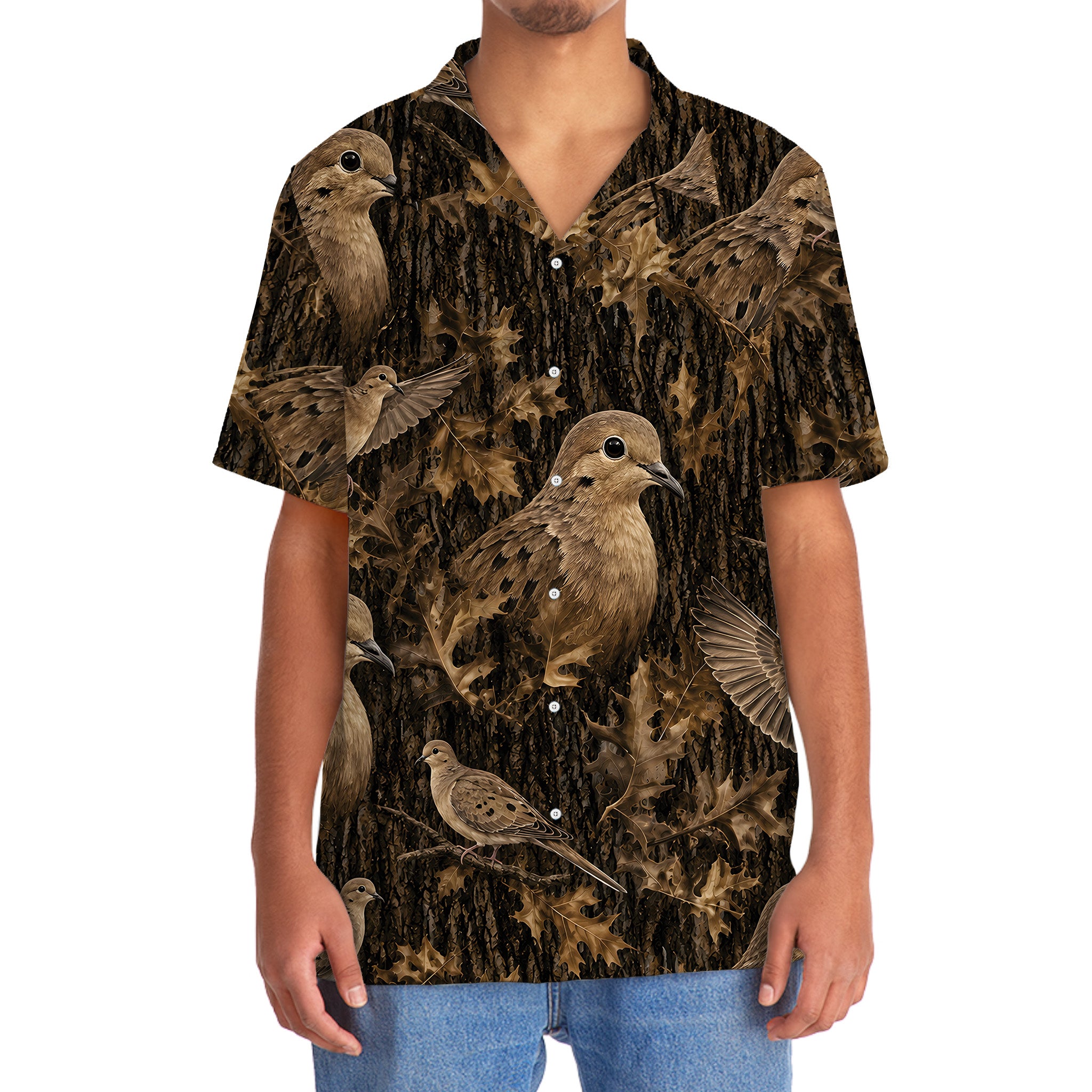 Vintage Wild Dove Art Camo Hawaiian Shirt