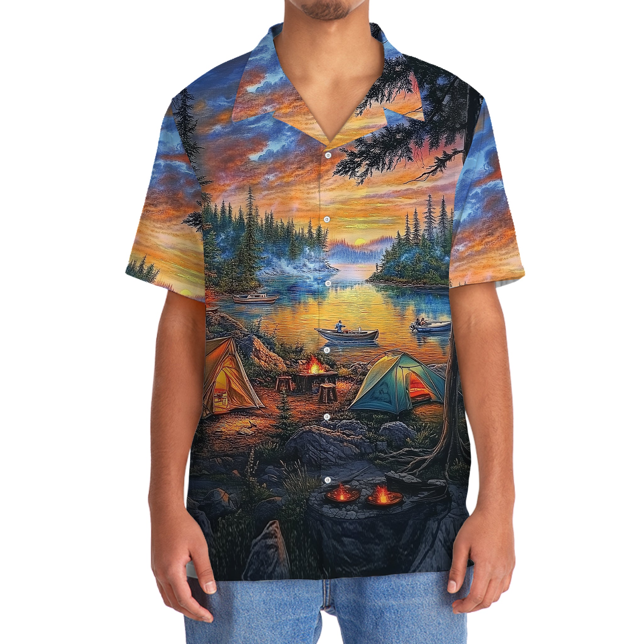 Campfire Vintage Painting Hawaiian Shirt