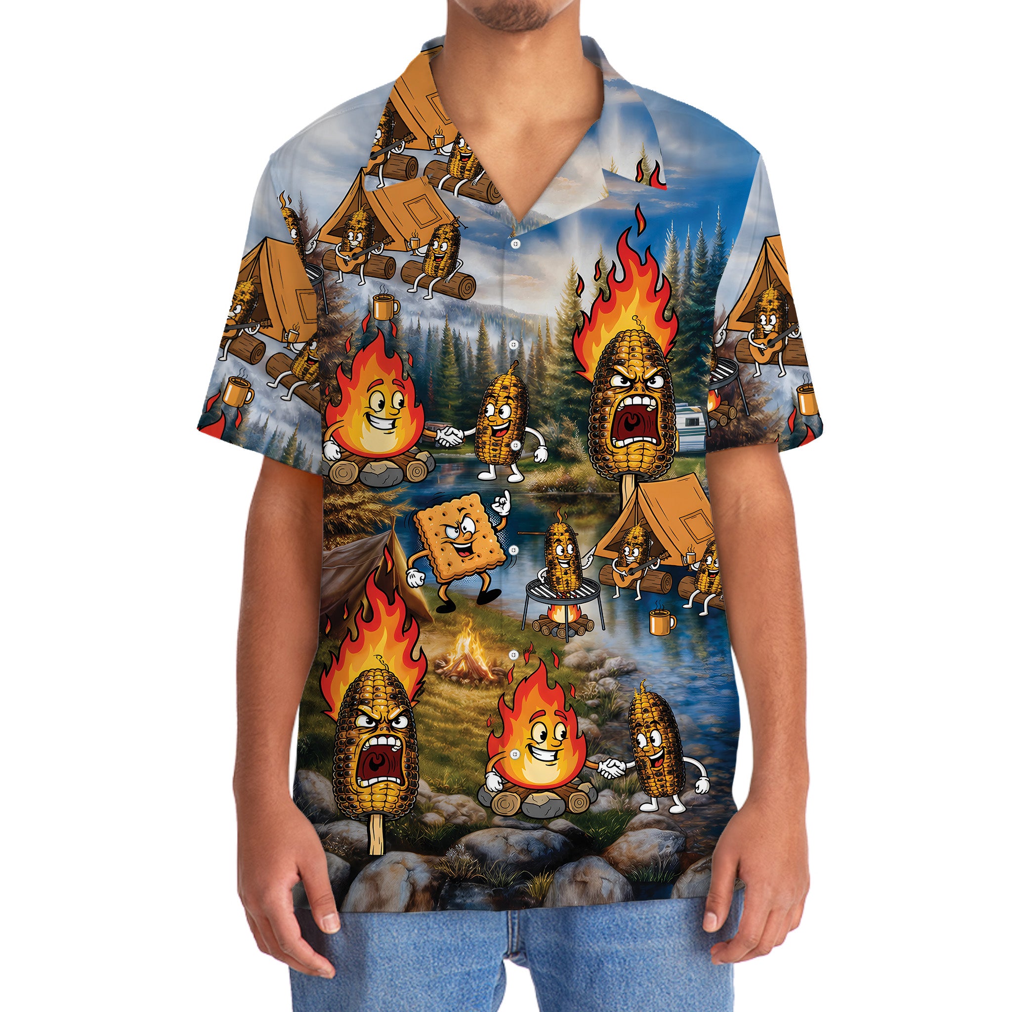 Burnt Corn Funny Camping Hawaiian Shirt