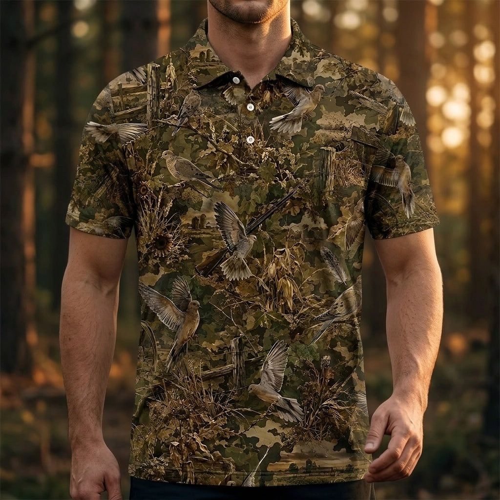 Dove Hunting Camo Men Polo Shirt