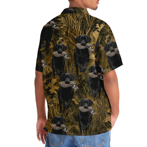 Camouflage Black Labrador Retriever Running With Mourning Dove Hawaiian Shirt