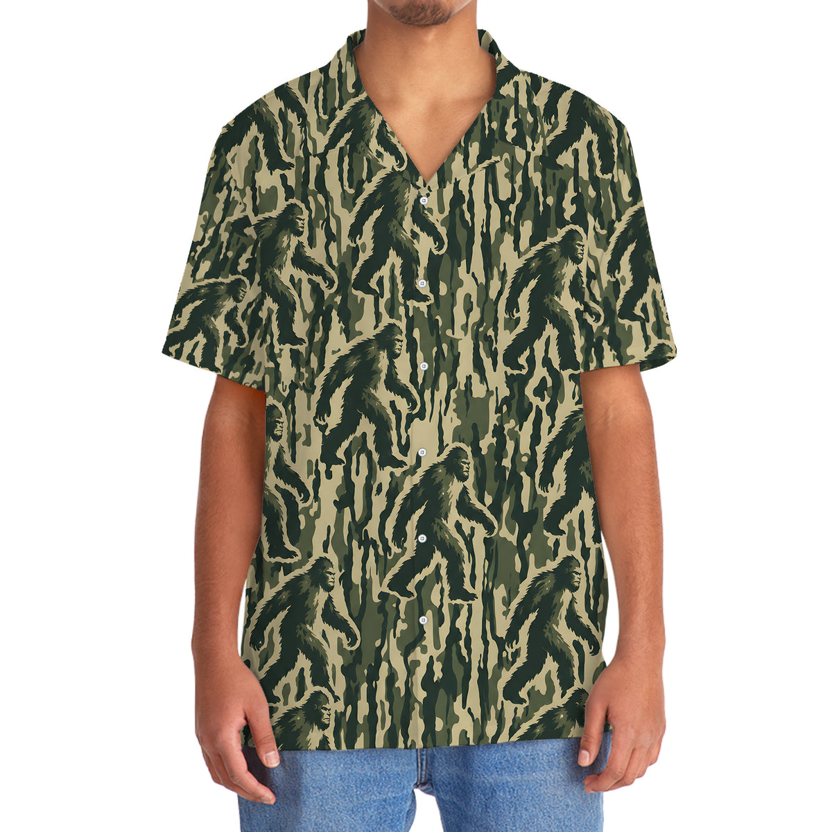 Bigfoot Stripe Camouflage Hawaiian Shirt