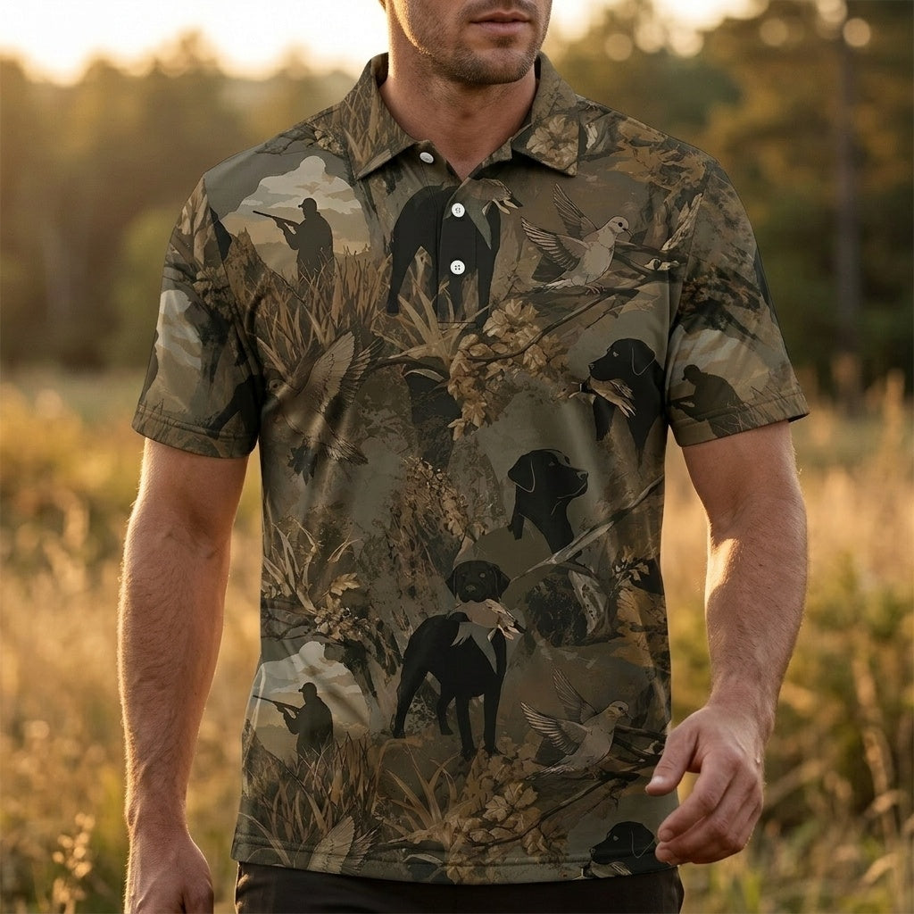 Mourning Dove Retriever Camouflage Polo Men Shirt