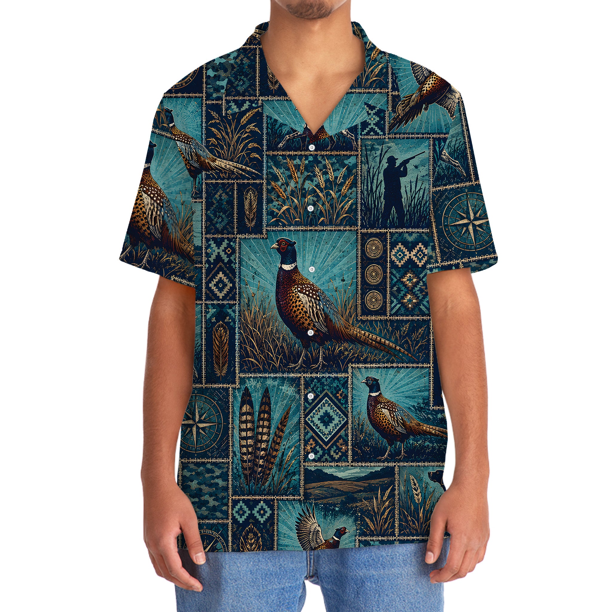 Pheasant Hunting Vintage Pattern Hawaiian Shirt