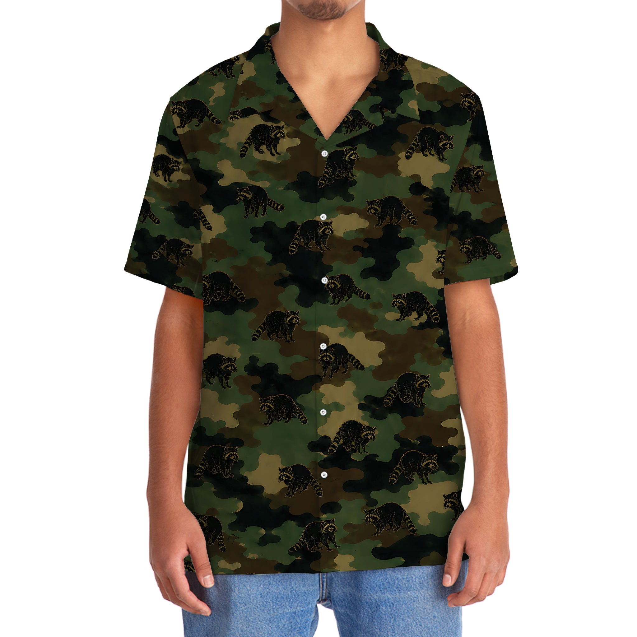 Raccoon Camouflage Millitary Hawaiian Shirt