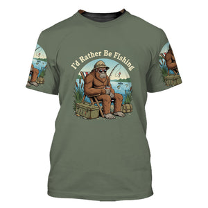 I'd Rather Be Fishing Bigfoot All Over Print Shirt