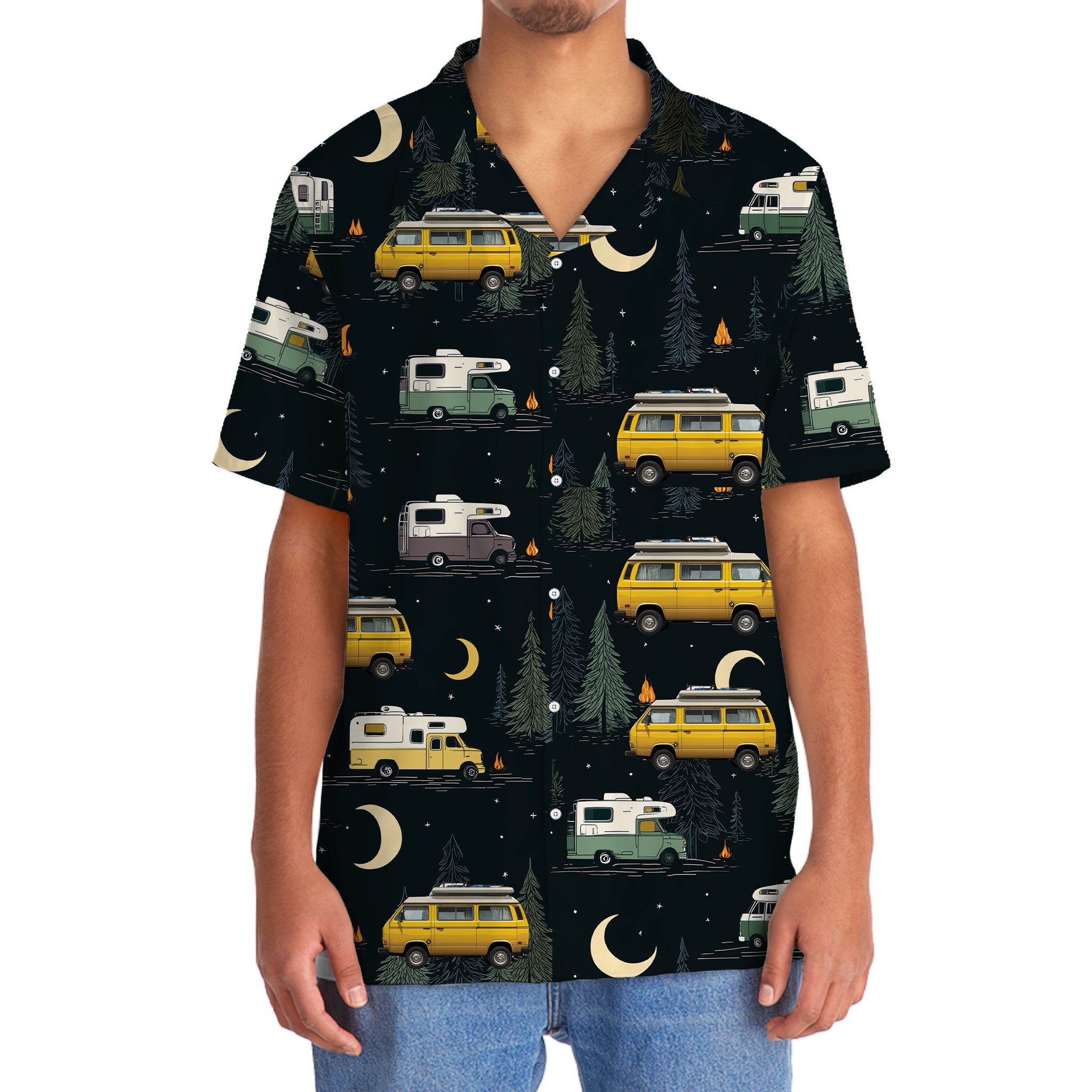 Night Forest Class B Motorhome Hawaiian Shirt