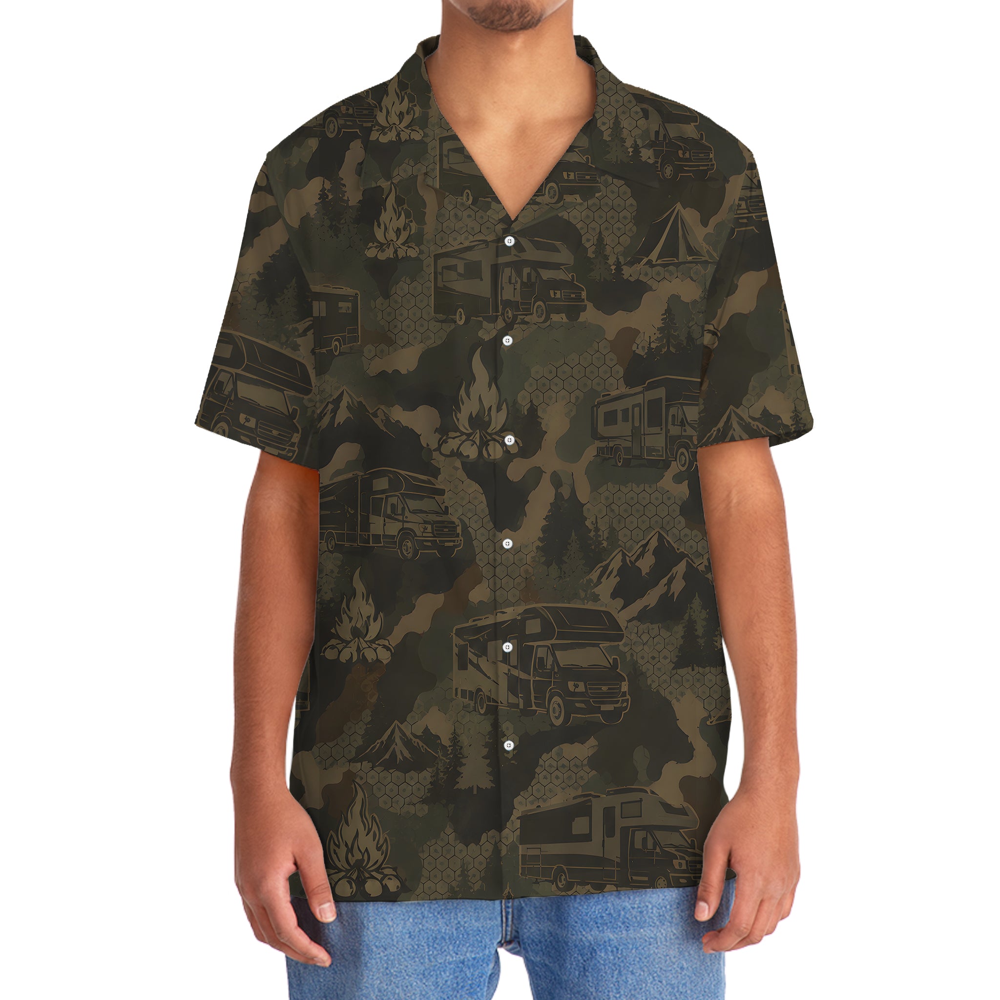 Class A Motorhome Camping Camouflage Hawaiian Shirt
