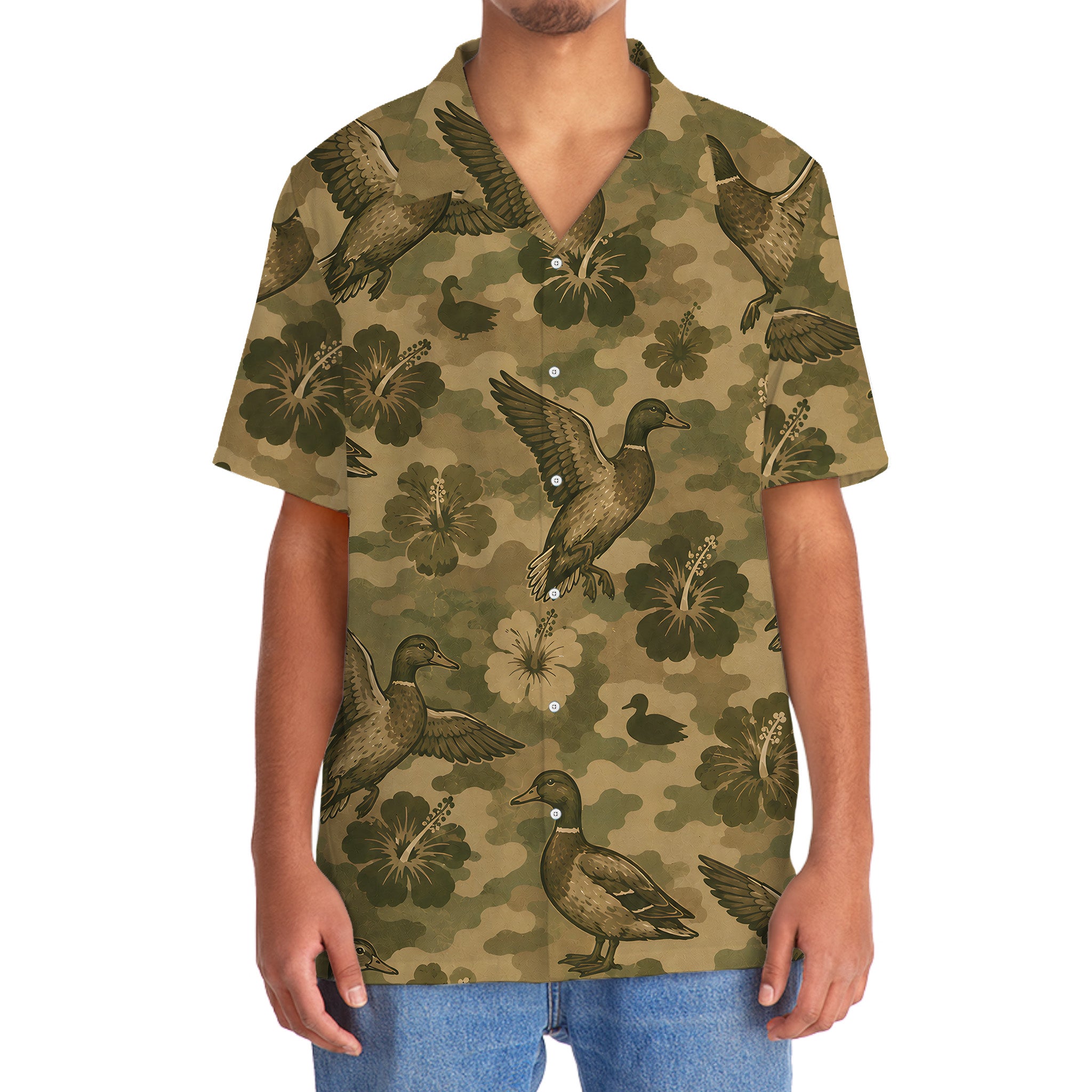 Duck Hibiscus Camouflage Hawaiian Shirt