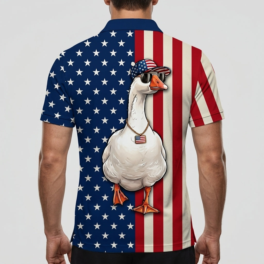 America Geese Hunting Funny Men Polo Shirt