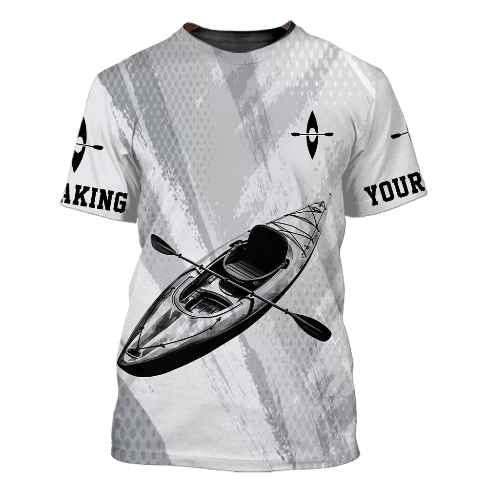 Custom Name Kayaking Black And White All Over Print Shirt