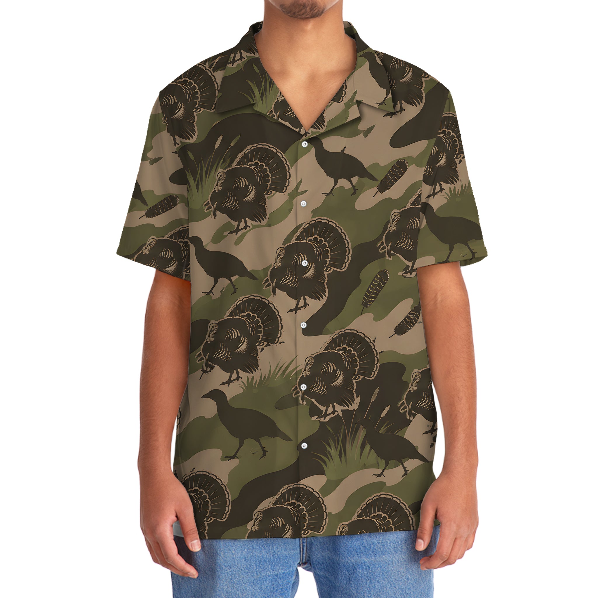 Vintage Camouflage Wild Turkey Hunting Hawaiian Shirt