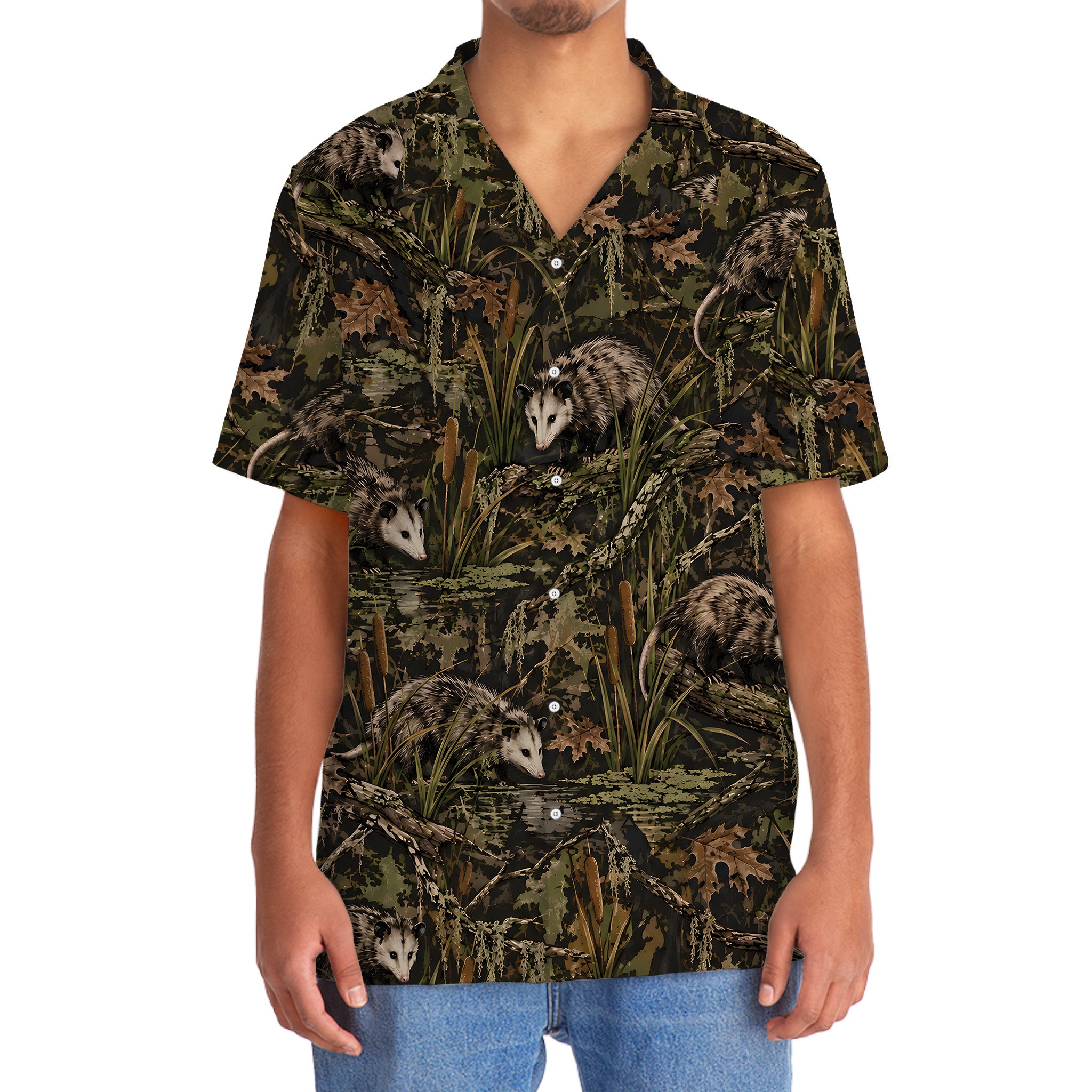 Opossum Swamp Camouflage Pattern Hawaiian Shirt