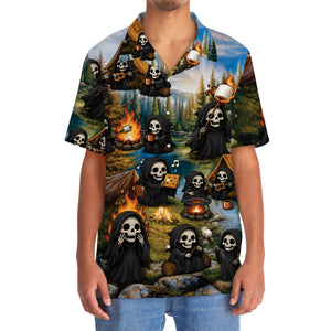 Vintage Grim Reaper Camping Hawaiian Shirt