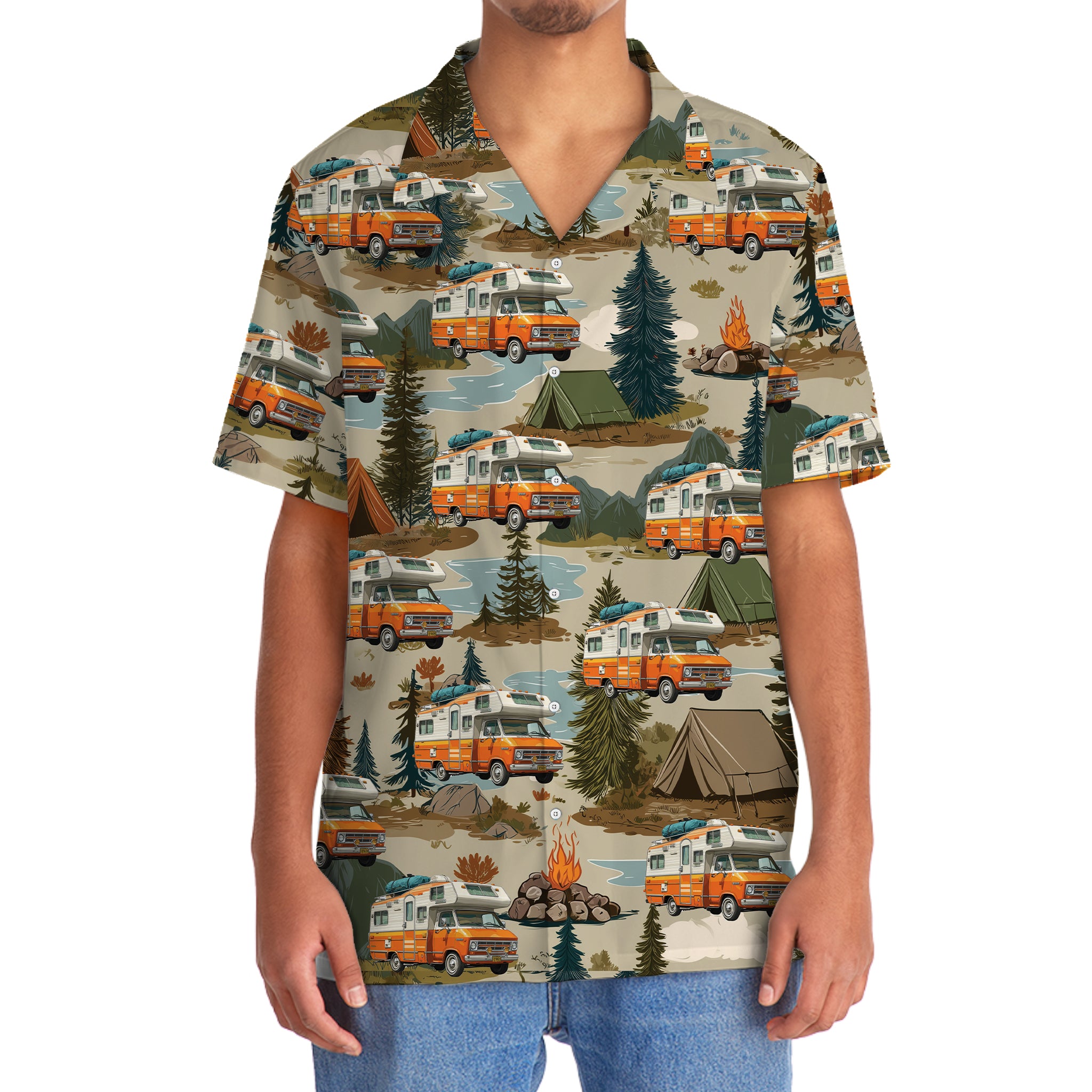 Retro RV Camping Adventure Hawaiian Shirt