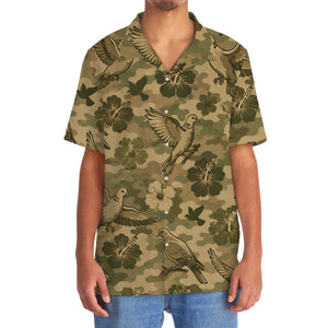 Camouflage Hibiscus Dove Bird Hawaiian Shirt