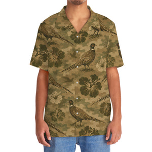 Pheasant Hibiscus Camouflage Hawaiian Shirt